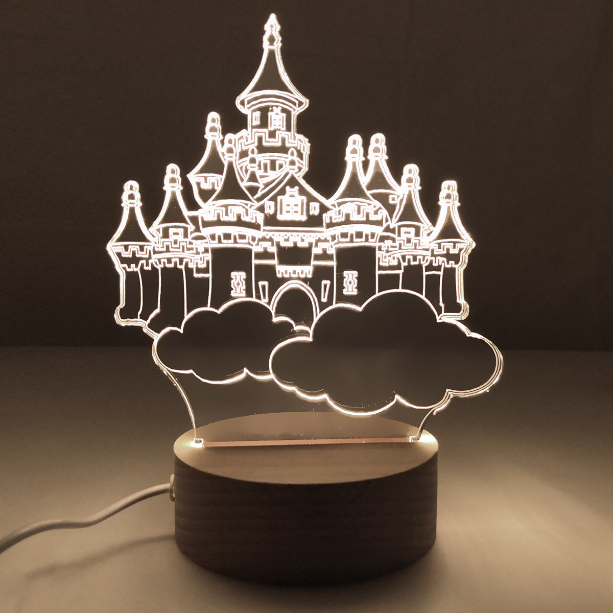 Лампа ночник GLASS, 3D эффект, рисунок Город