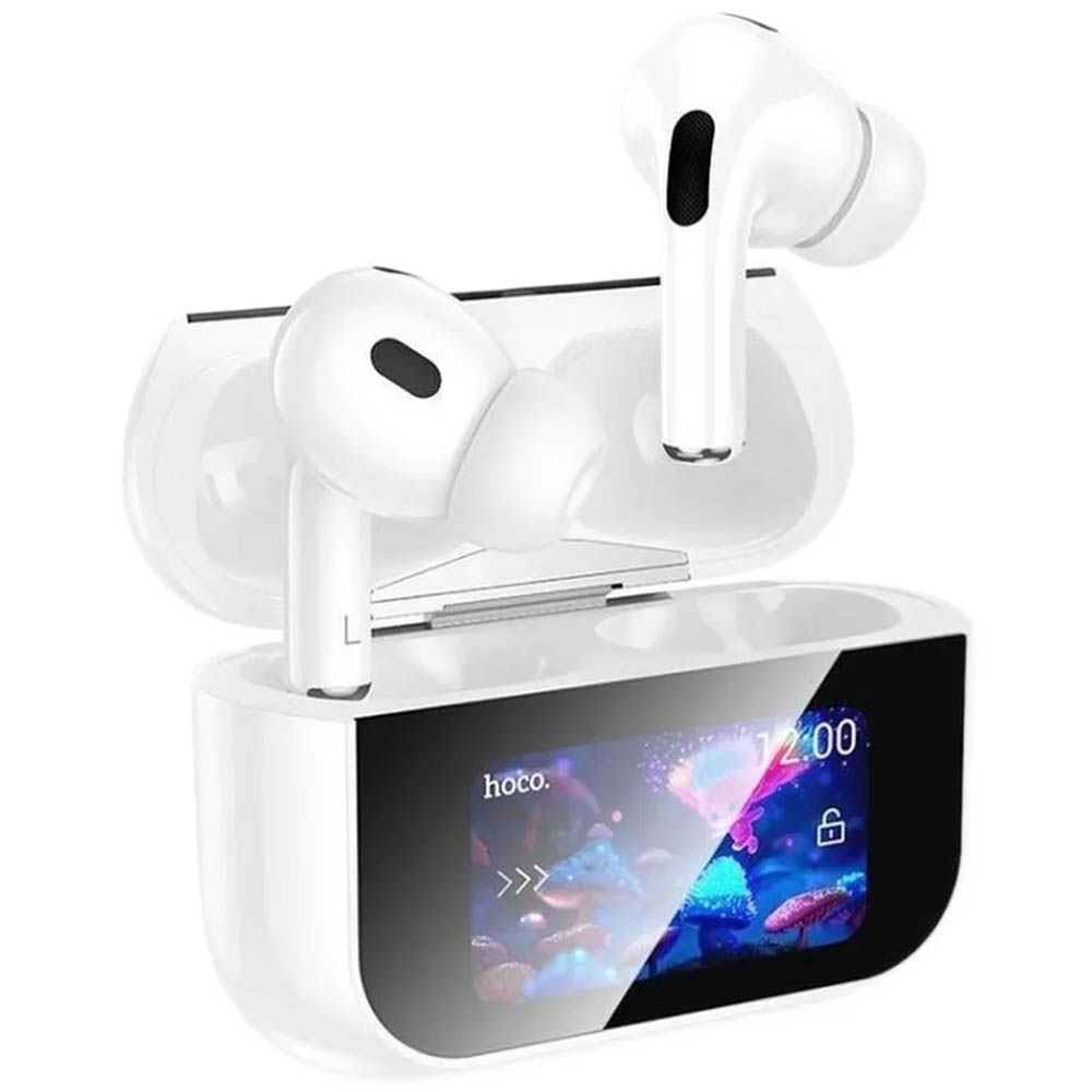 Гарнитура (наушники с микрофоном) беспроводная, HOCO EW79 Bright, ANC, сенсорный дисплей, цвет белый