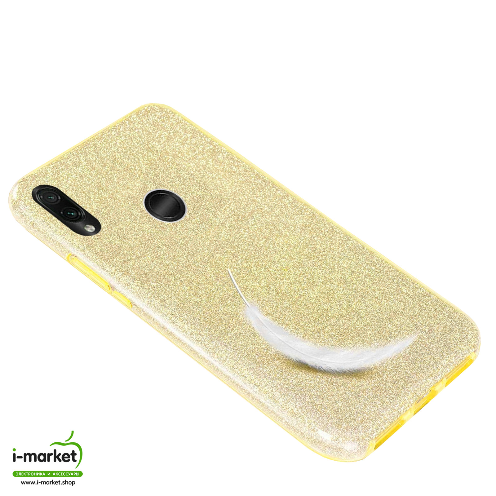 Чехол накладка Shine для XIAOMI Redmi Note 7, Redmi Note 7 Pro, силикон, блестки, цвет золотистый