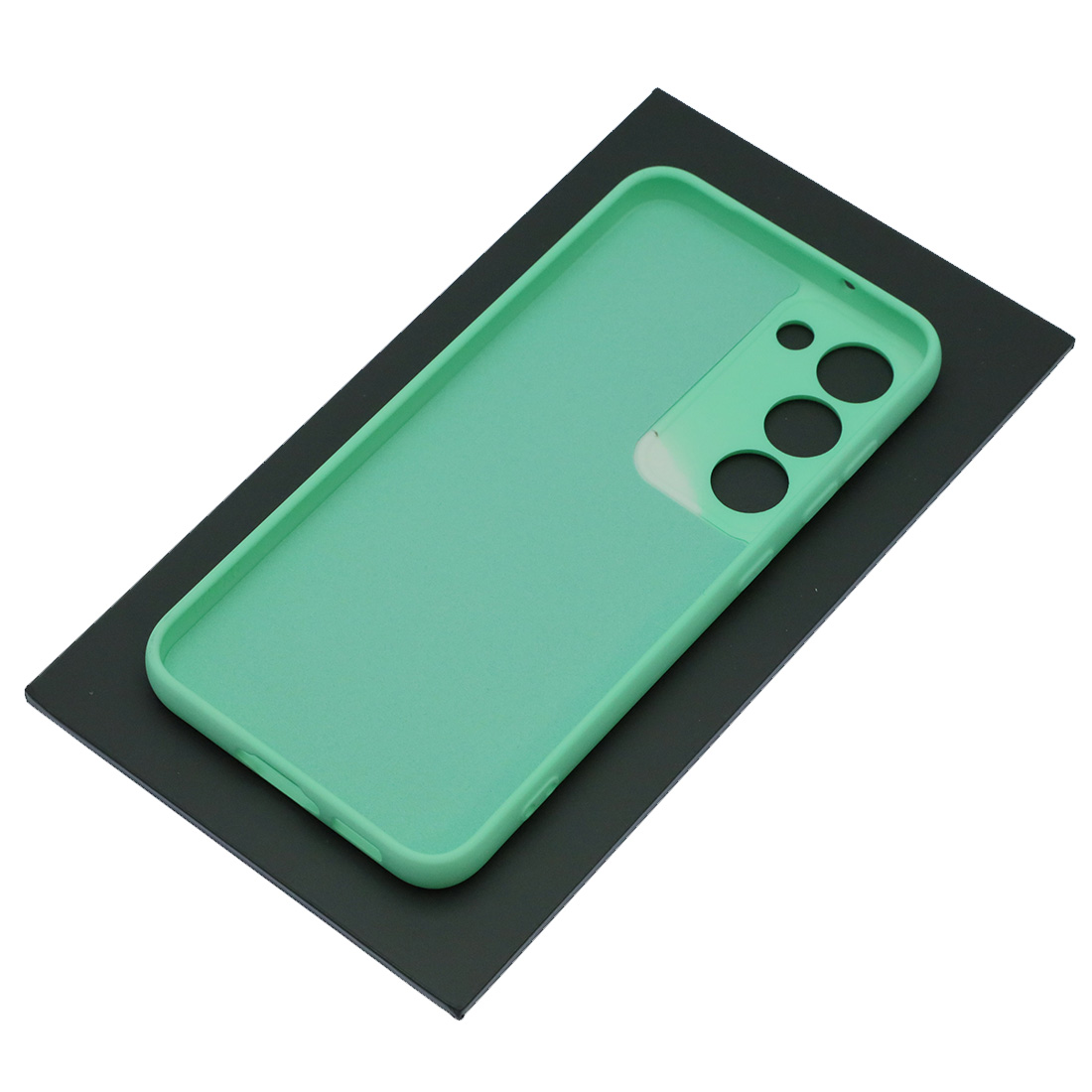 Чехол накладка Silicon Cover для SAMSUNG Galaxy S23, защита камеры, силикон, бархат, цвет светло зеленый