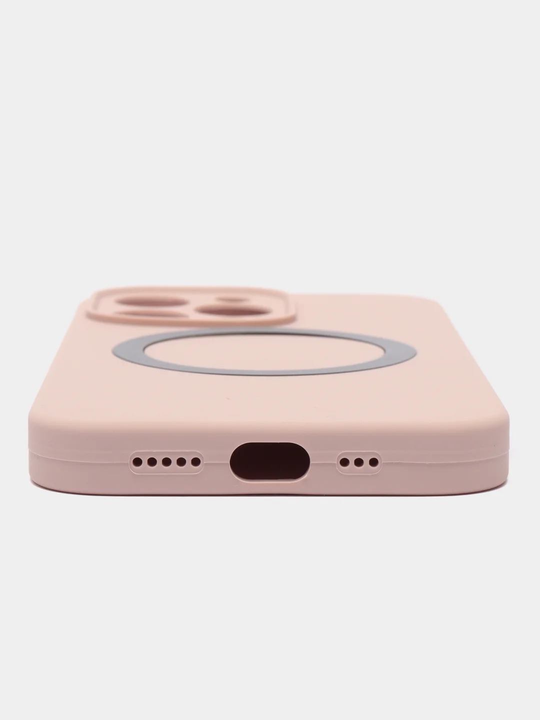 Чехол накладка Silicone Case для APPLE iPhone 13 Pro Max, с поддержкой MagSafe, защита камеры, силикон, бархат, цвет песочно-розовый