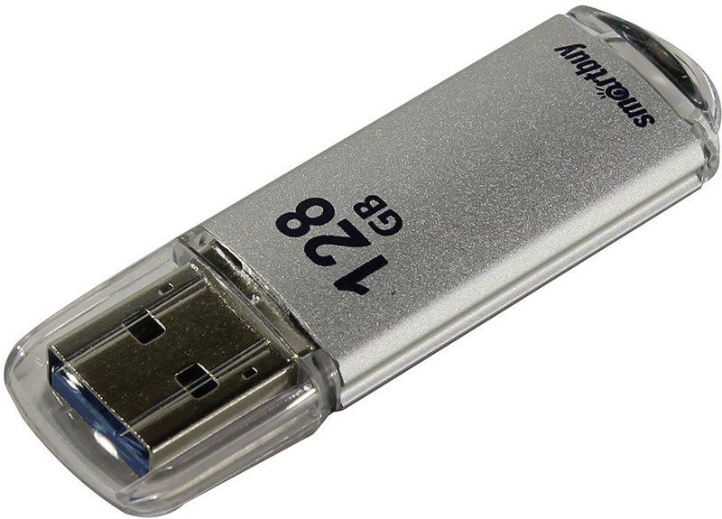Флешка USB 3.0 128GB SmartBuy V-Cut, цвет серебристый