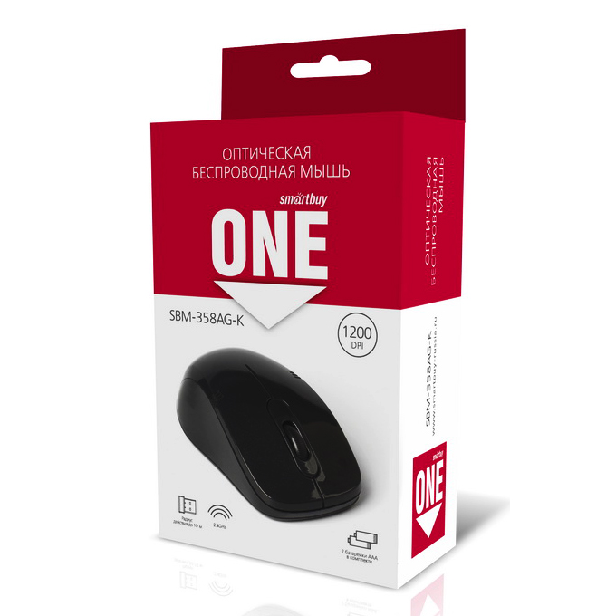 Мышь беспроводная SMARTBUY ONE 358AG, оптическая, цвет черный