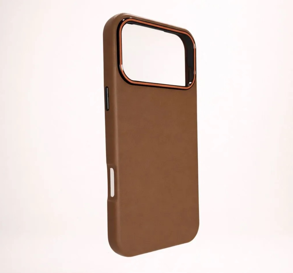 Чехол накладка для APPLE iPhone 17 Pro Max, ударопрочный, силикон, пластик, эффект кожи, цвет коричневый