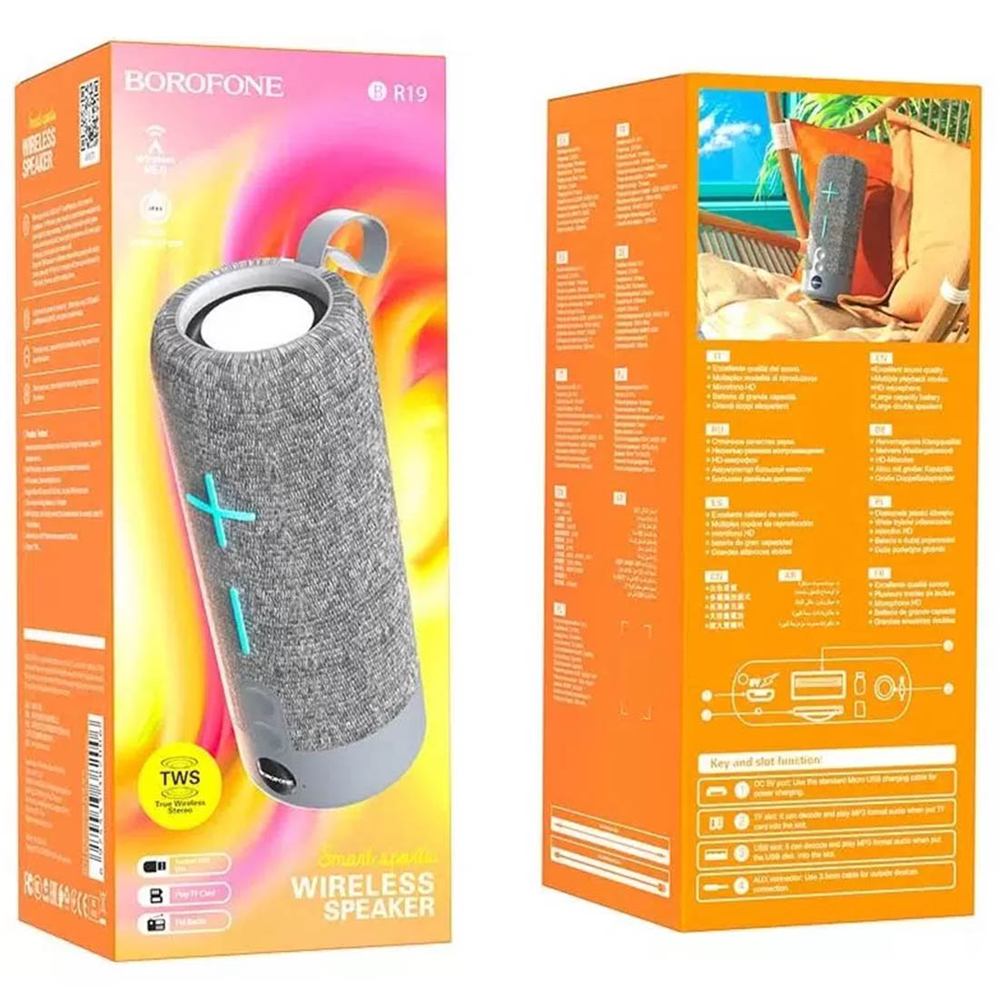 Портативная колонка BOROFONE BR19 Euphony, цвет серый