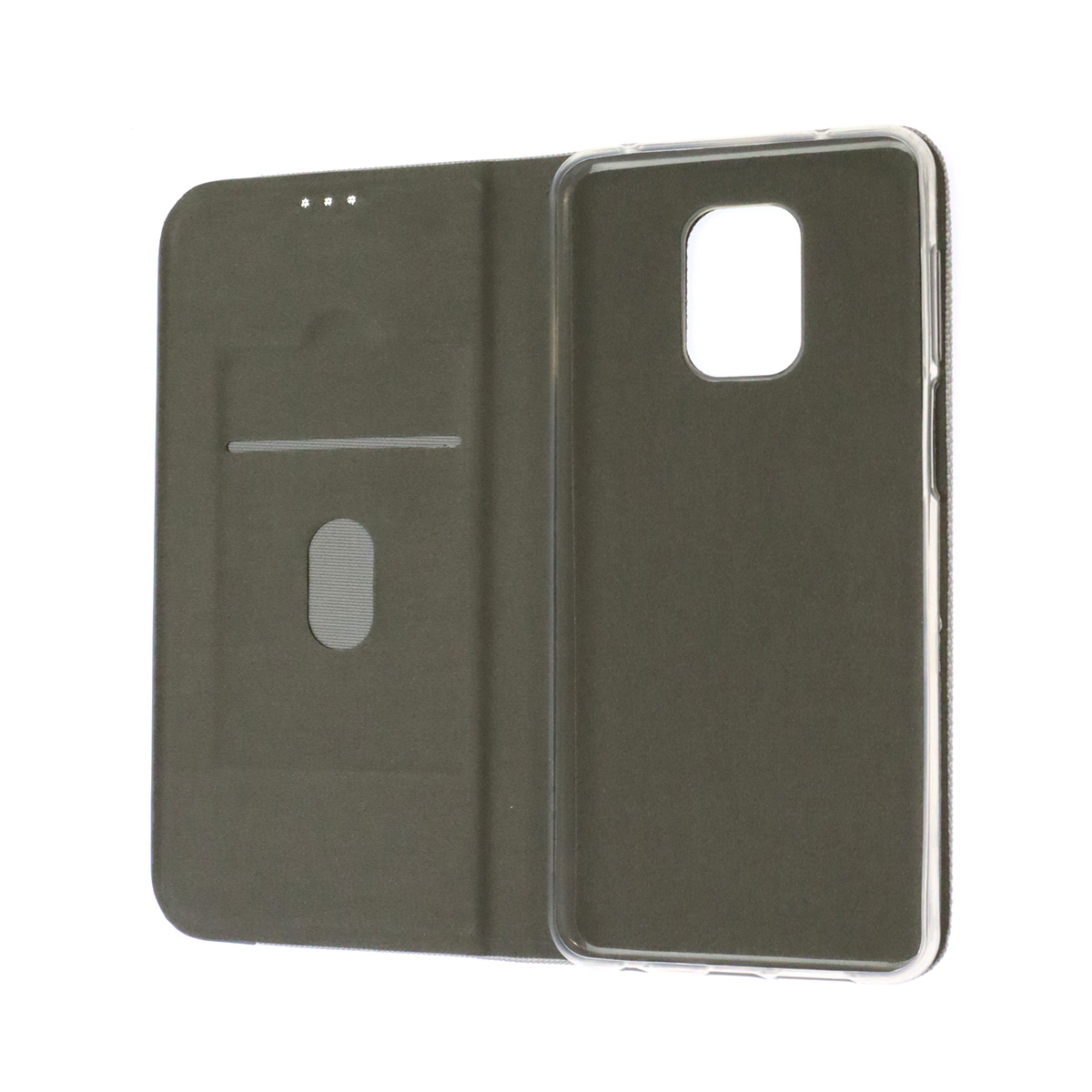 Чехол книжка MESH для XIAOMI Redmi Note 9 Pro, Redmi Note 9S, текстиль, силикон, бархат, визитница, цвет серый