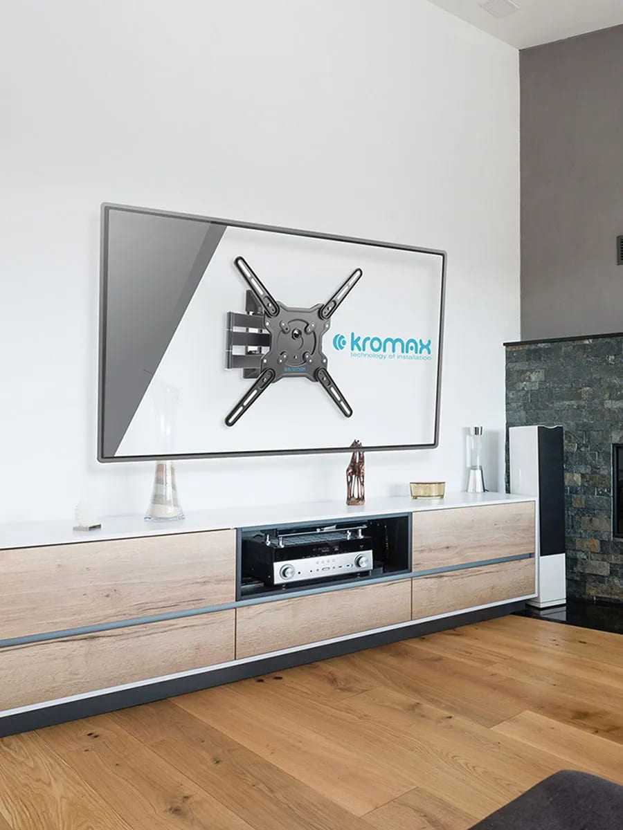Кронштейн (крепление для телевизора на стену) Kromax OPTIMA-406, до 40 кг, 22-65", VESA до 400x400, настенный, наклонно-поворотный, выдвижной, цвет черный