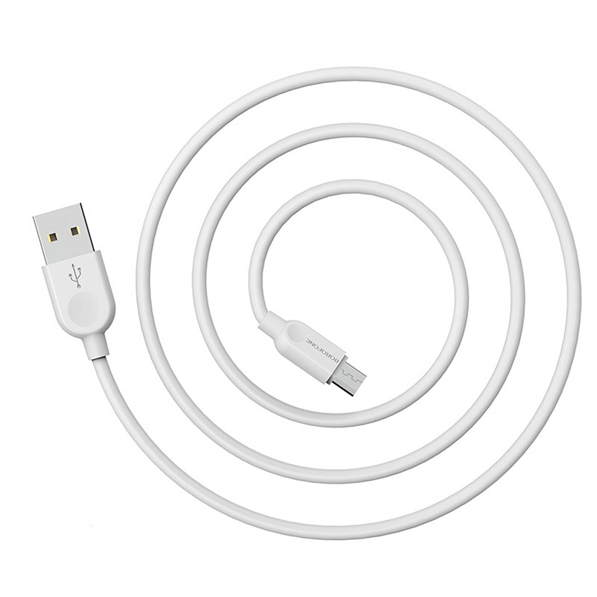 Кабель BOROFONE BX14 LinkJet Micro USB, длина 2 метра, силиконовая круглая оболочка, цвет белый