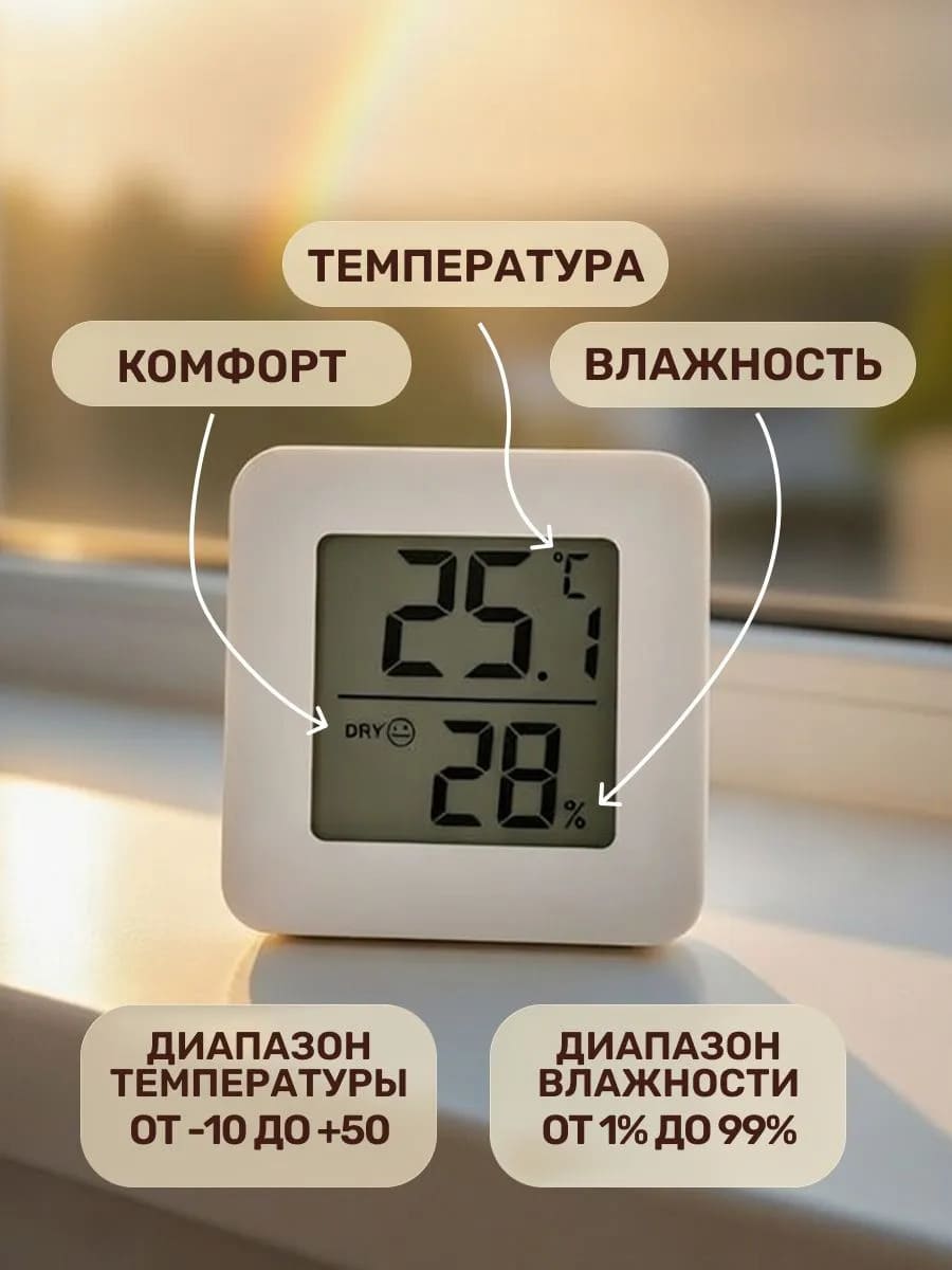 Термометр гигрометр NN, измерение температуры и влажности, комнатный, цвет белый