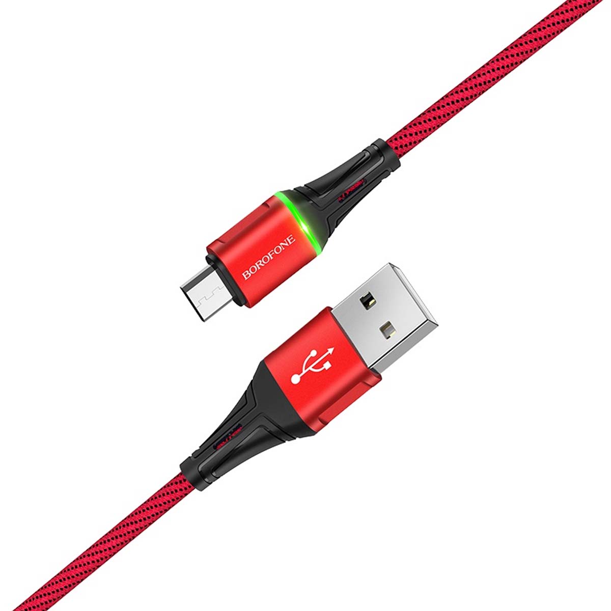 Кабель BOROFONE BU25 Glory Micro USB, 2.4A, длина 1.2 метра, нейлон, цвет красный