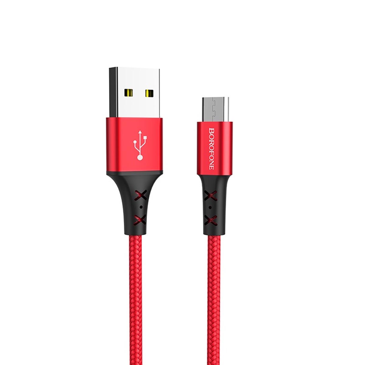 Кабель BOROFONE BX20 Enjoy Micro USB, 2A, длина 1 метр, силикон, нейлоновая оплетка, цвет красный