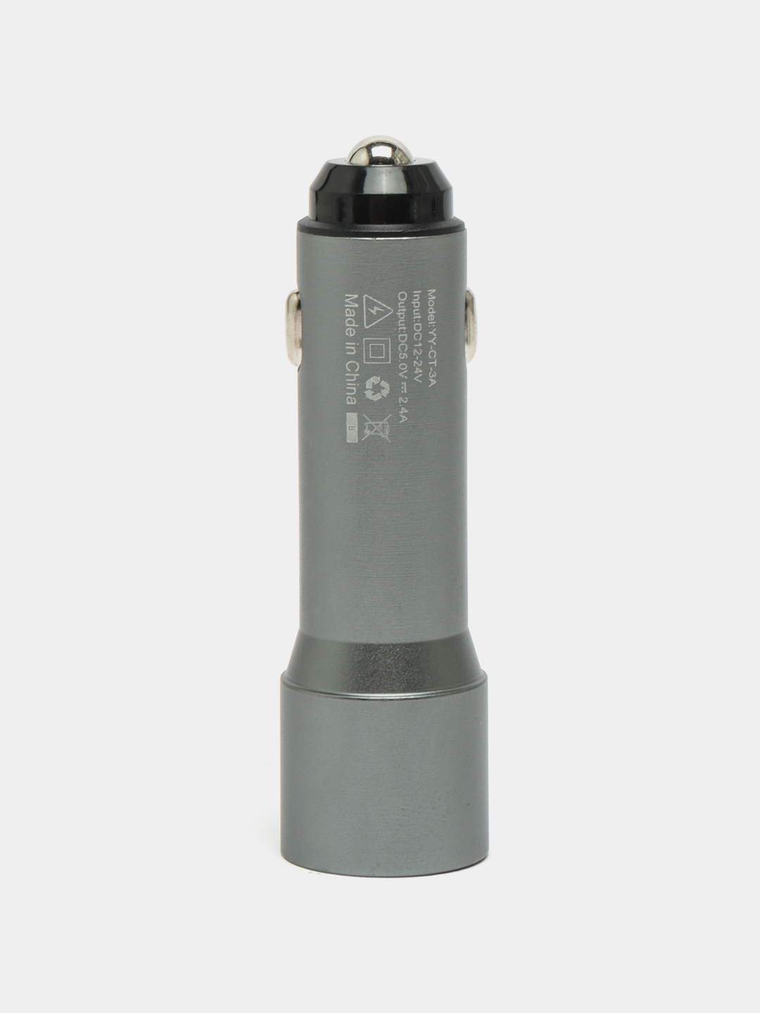 Удлиненное АЗУ (Автомобильное зарядное устройство) YY-CT-3A, 2.4A, 2 USB, цвет серебристый