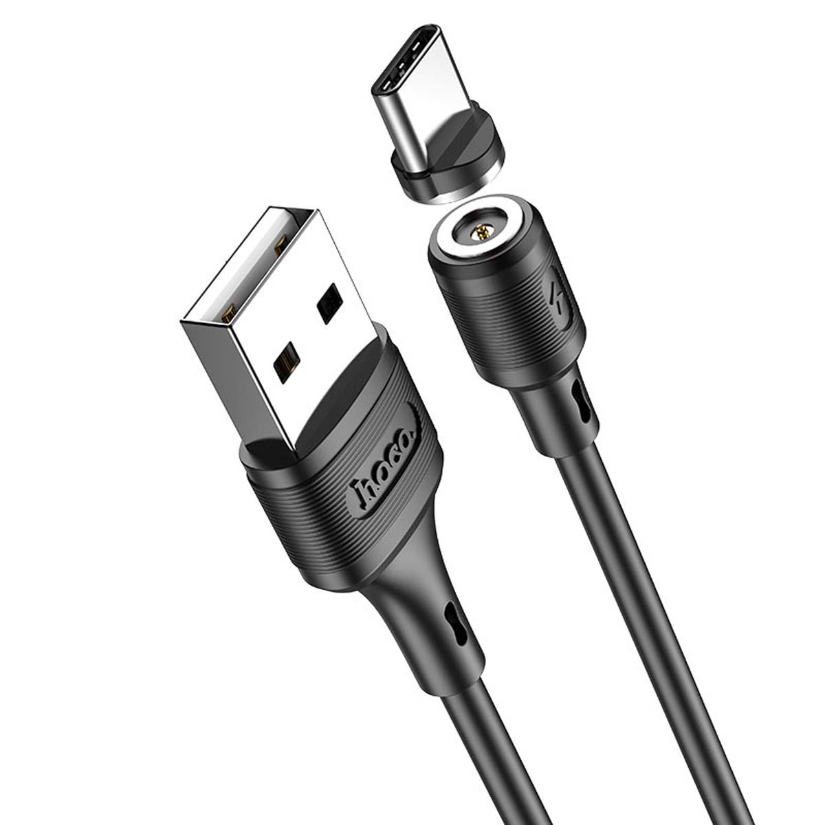 Магнитный зарядный кабель HOCO X52 Sereno USB Type C, 3A, длина 1 метр, цвет черный