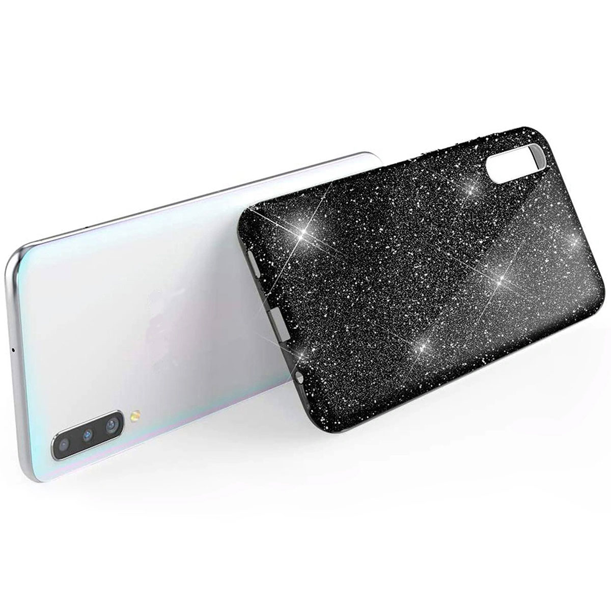 Чехол накладка Shine для SAMSUNG Galaxy A50 (SM-A505), A30s (SM-A307), A50s (SM-A507), силикон, блестки, цвет черный