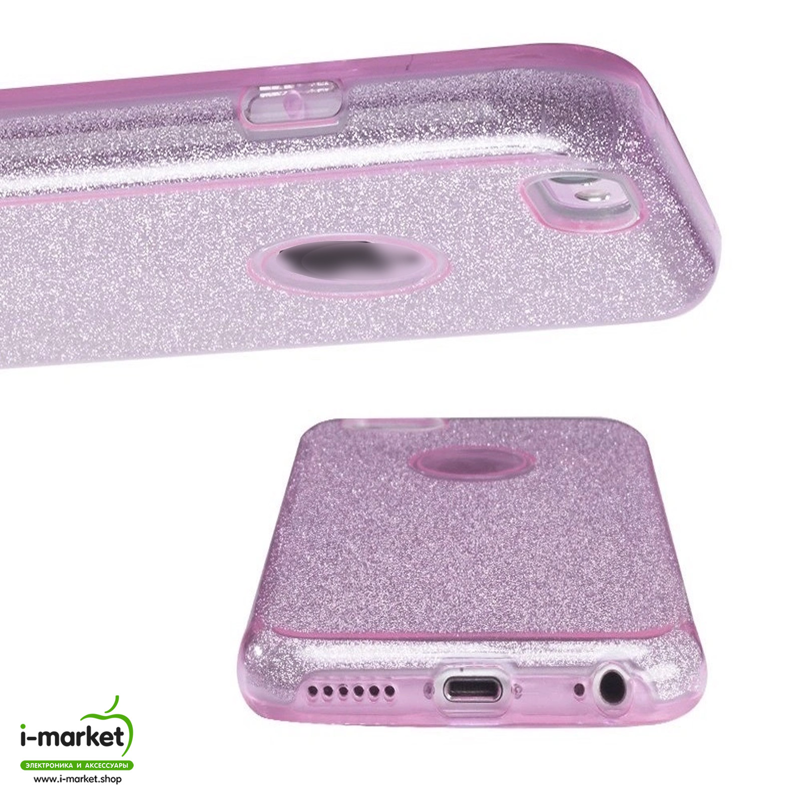 Чехол накладка Shine для APPLE iPhone 7, iPhone 8, силикон, блестки, цвет фиолетовый