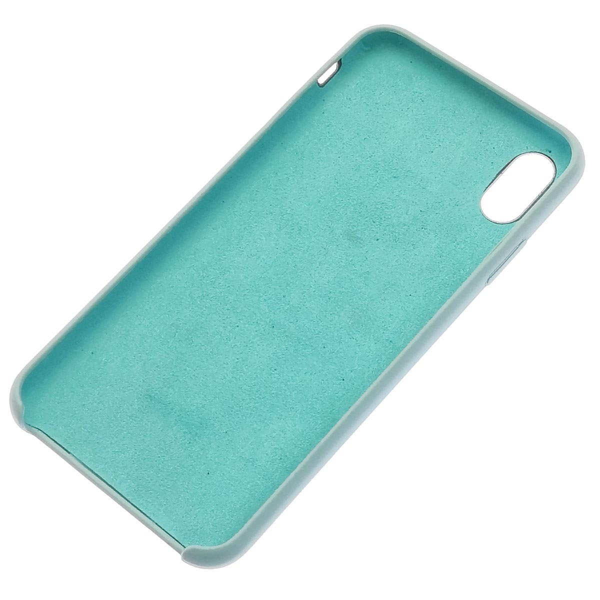 Чехол накладка Silicon Case для APPLE iPhone XS MAX, силикон, бархат, цвет зелено голубой