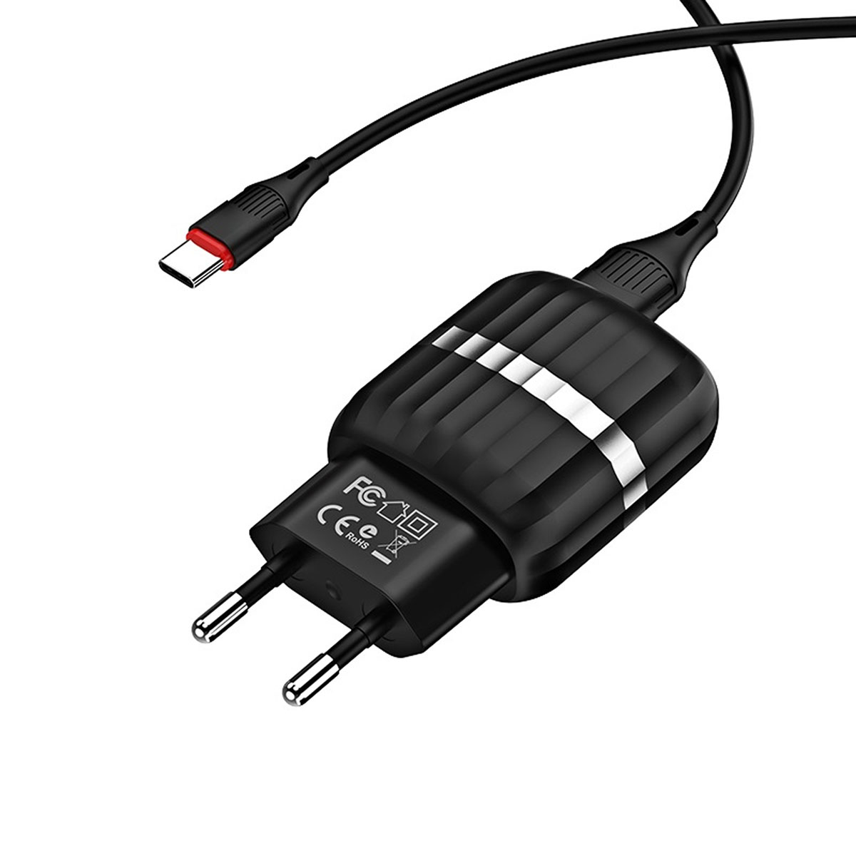 BOROFONE BA24A Vigour СЗУ 2 в 1 (сетевое зарядное устройство 5V-2.1A) + кабель USB-C aka Type-C, длина 1 метр, цвет черный.