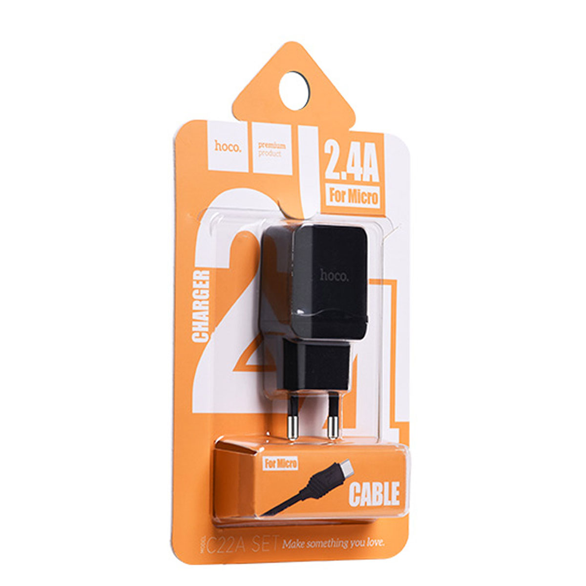 HOCO C22A little superior СЗУ (Сетевое зарядное устройство) 1xUSB 2.4A с кабелем X6 Micro USB длиной 1 метр, цвет черный.