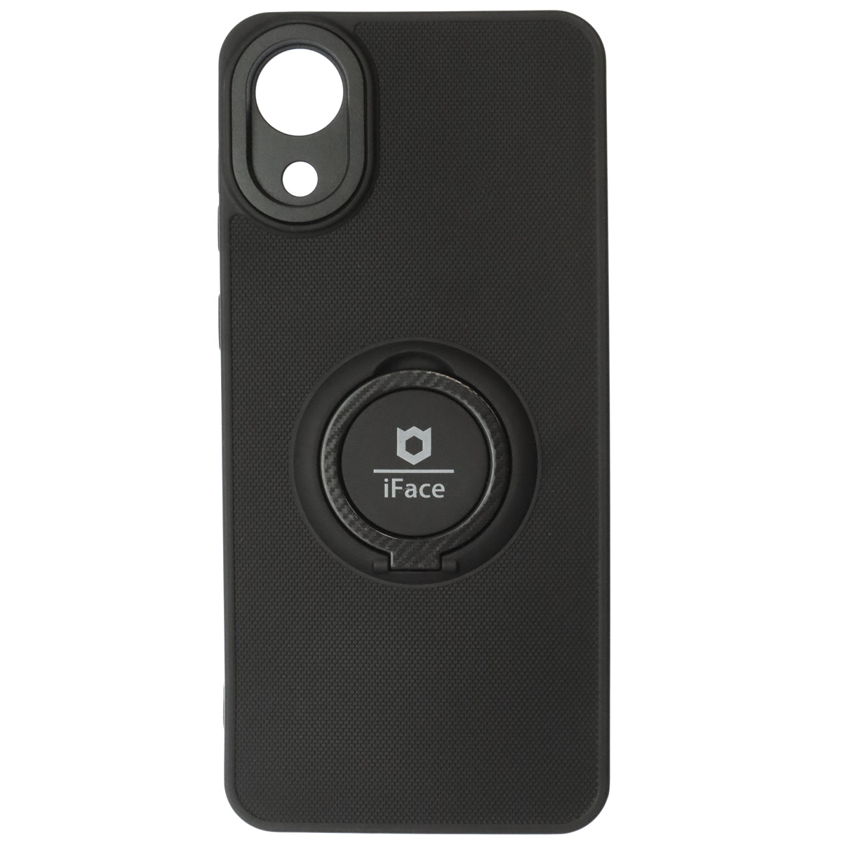 Чехол накладка iFace для SAMSUNG Galaxy A03 Core (SM-A032F), защита камеры, силикон, металл, кольцо держатель, цвет черный