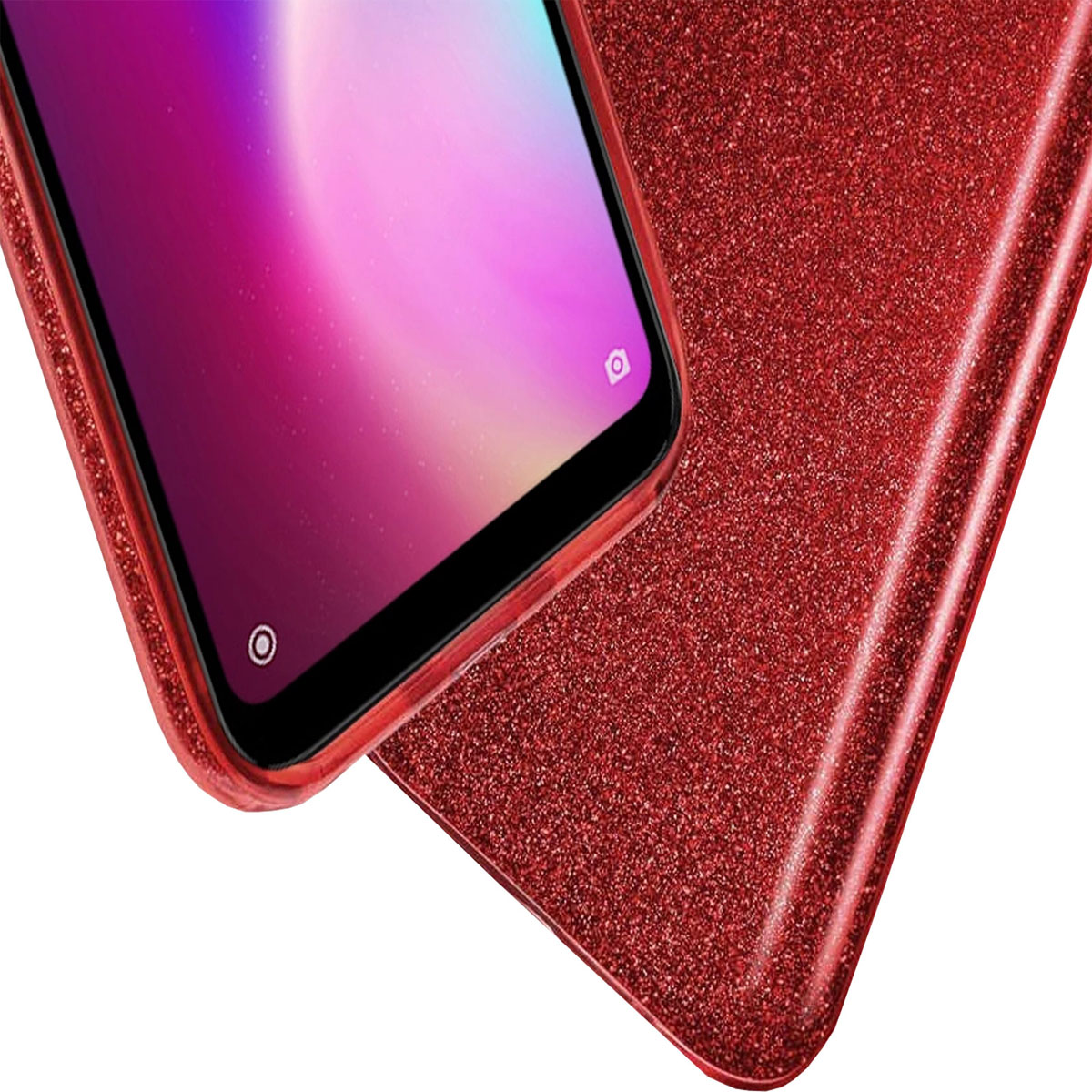 Чехол накладка Shine для XIAOMI Redmi Note 8T, силикон, блестки, цвет красный