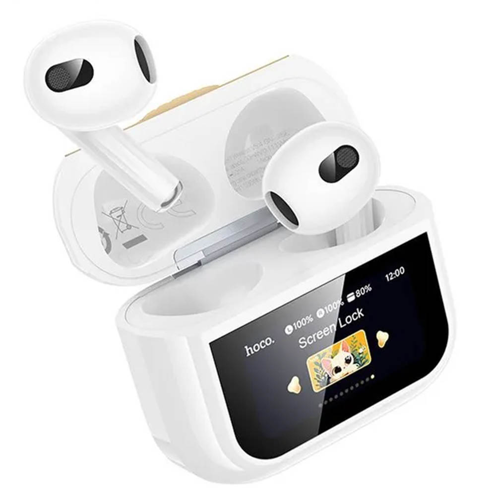 Гарнитура (наушники с микрофоном) беспроводная, HOCO EW87 Gata, сенсорный дисплей, цвет белый