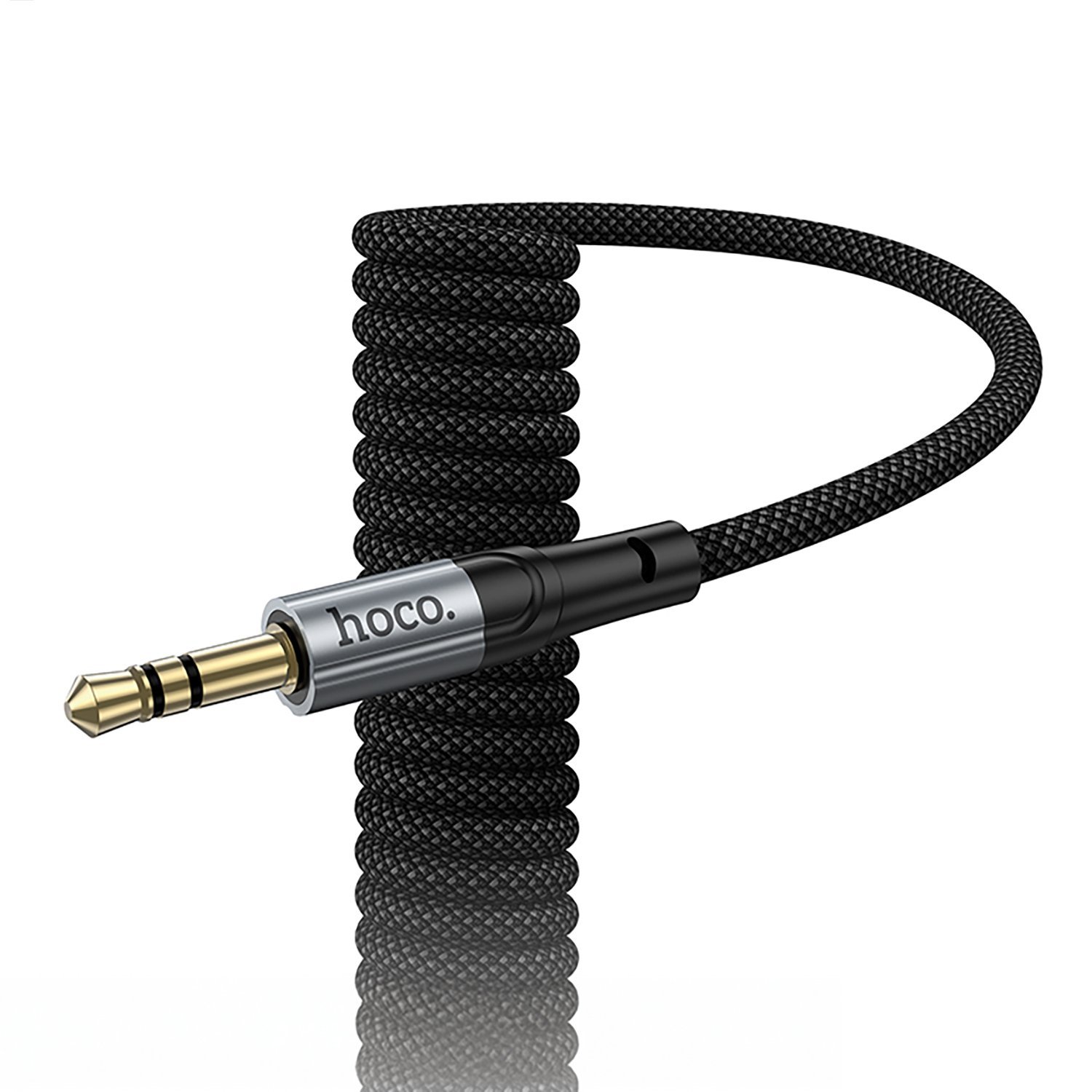 Аудио кабель, переходник HOCO UPA33B AUX (Jack 3.5 мм) на USB-C Type-C, растягивается до 1.5 метра, цвет черный