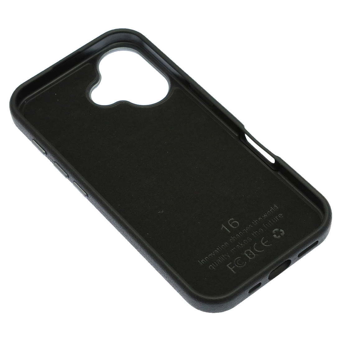 Чехол накладка VICTORIA для APPLE iPhone 16, силикон, пластик, текстура кожи, бархат, цвет черный