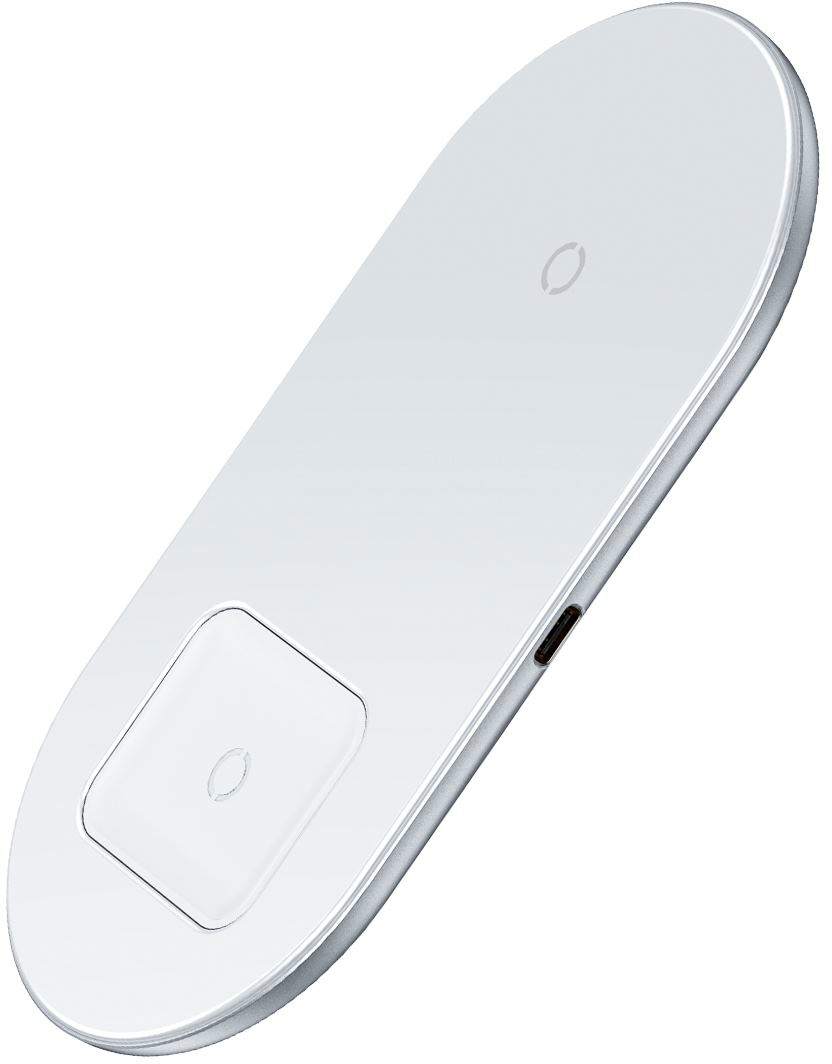 Беспроводная зарядка BASEUS WXJK-02 Simple 2 in 1 For Phones и Pods, 18w, цвет белый