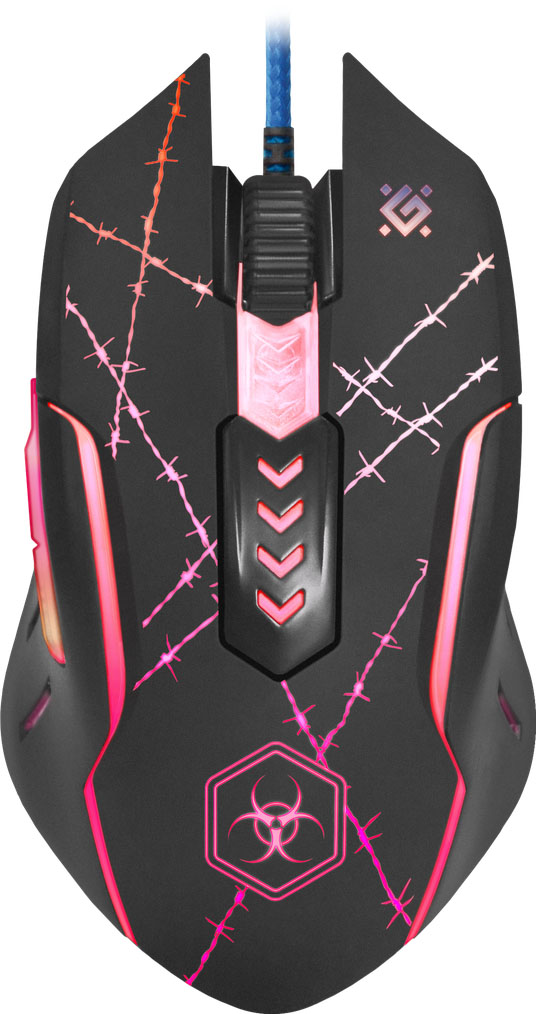 Мышь проводная DEFENDER Forced GM-020L, игровая, RGB подсветка, цвет черный