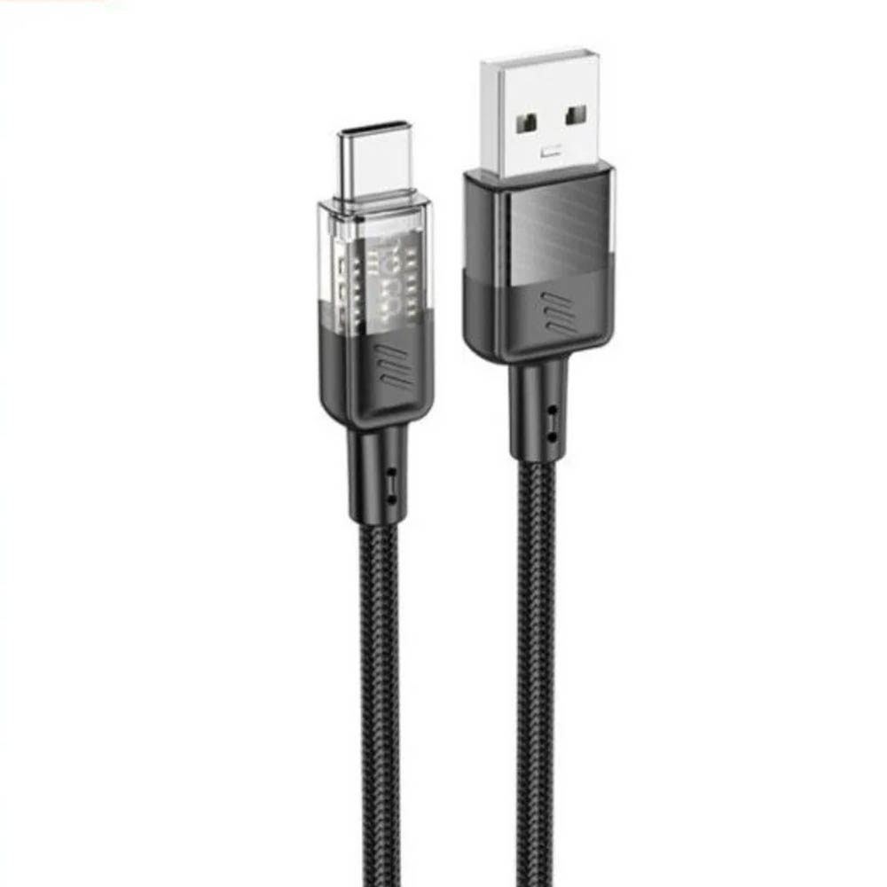Кабель HOCO U129 Spirit USB на USB Type C, 3А, длина 1.2 метра, цвет черный