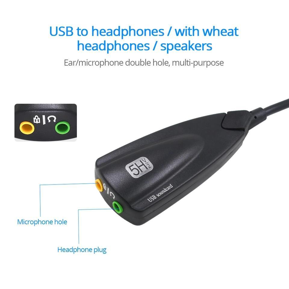 Внешняя USB звуковая карта, адаптер TISHRIC 5HV2, звук 7.1 канальный, 3.5 мм разъём, выход для микрофона и наушников, цвет белый