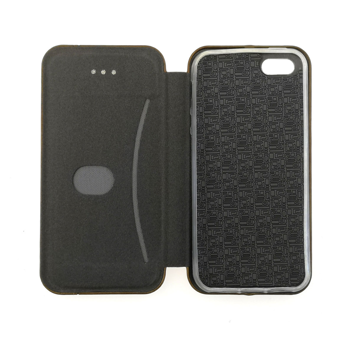 Чехол книжка VINTAGE LiNE для APPLE iPhone 5, 5G, 5S, SE, экокожа, цвет светло коричневый.