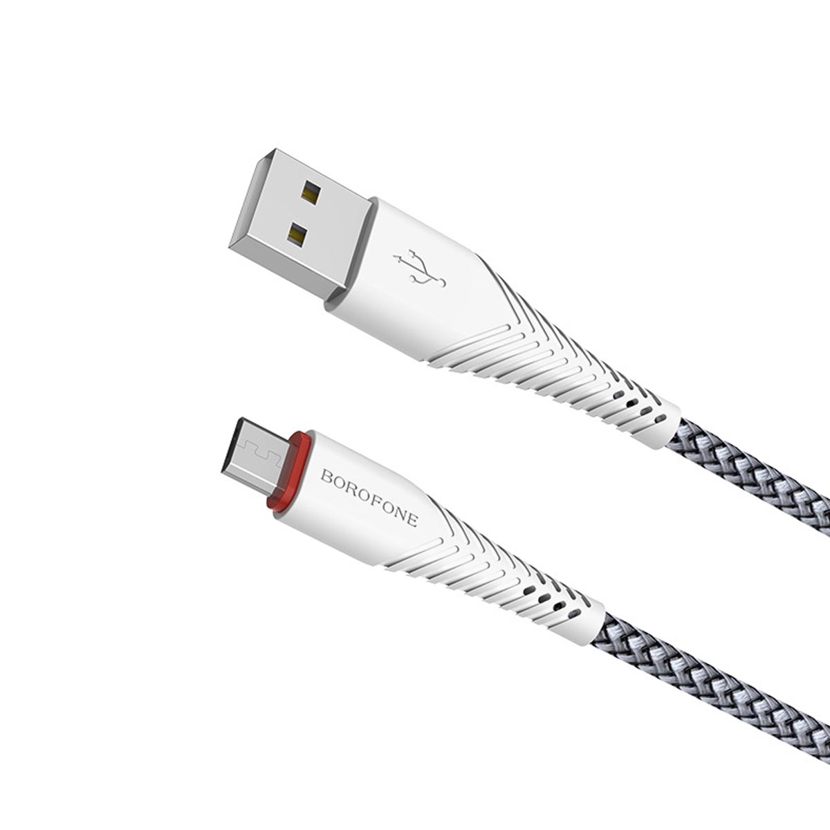 Кабель BOROFONE BX25 Powerful Micro USB, 2.4A, длина 1 метр, силикон, нейлоновое армирование, цвет белый