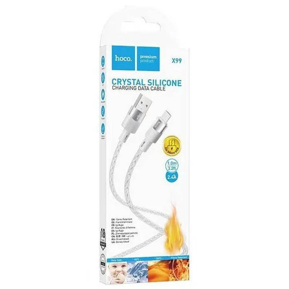 Кабель HOCO X99 Micro USB, 2.4A, длина 1 метр, цвет серый