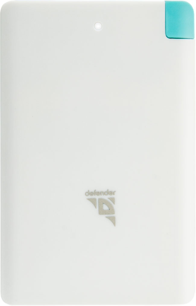 Внешний аккумулятор, Power Bank DEFENDER Vacation 01, 2500 mAh, цвет белый.