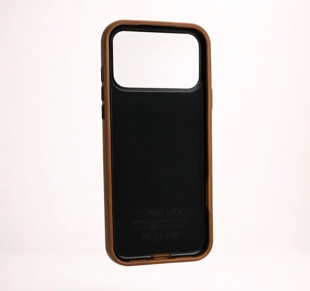 Чехол накладка для APPLE iPhone 17 Pro Max, ударопрочный, силикон, пластик, эффект кожи, цвет коричневый