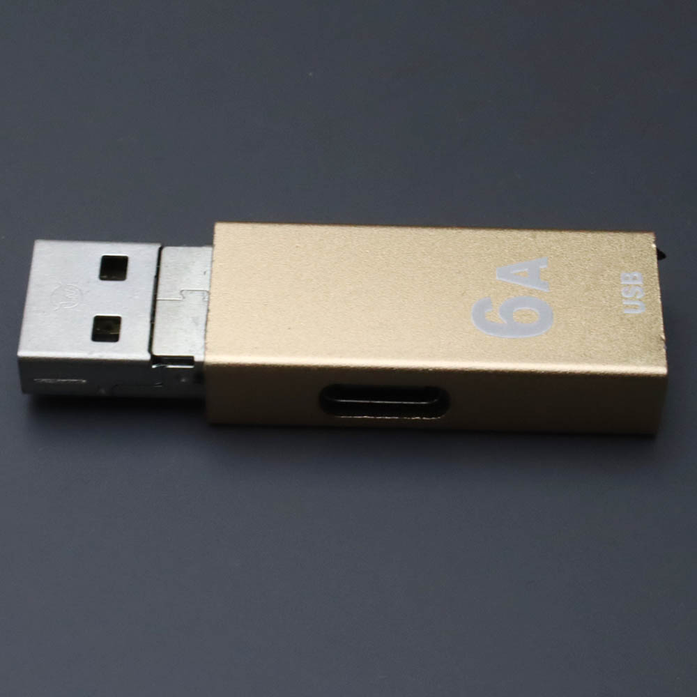 Адаптер переходник OTG GP-124, USB-Type-C 6A, быстрая зарядка (Quick Charge/PD), цвет золотистый