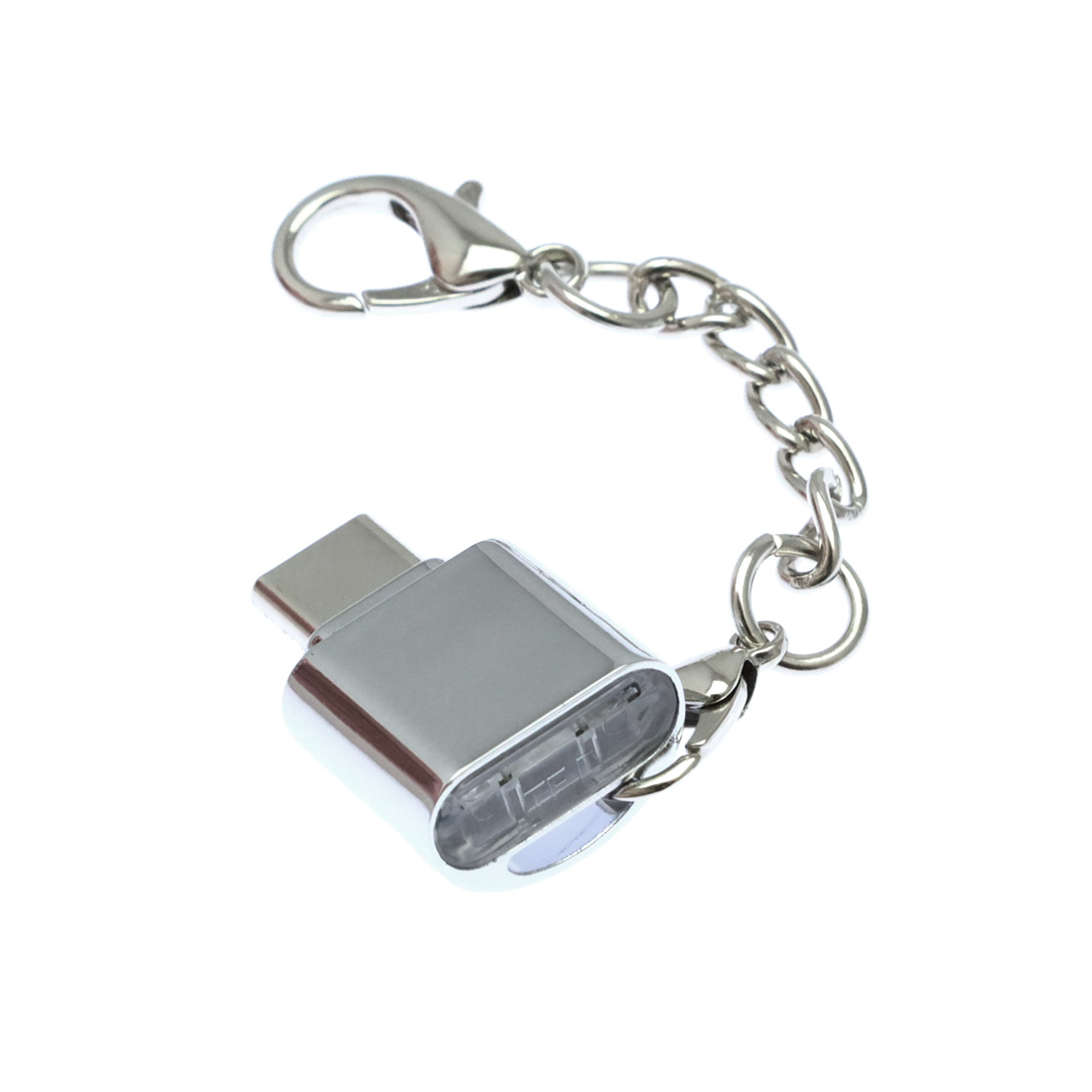 OTG картридер Type-C для MicroSD, без колпачка, глянцевый, цвет серебристый