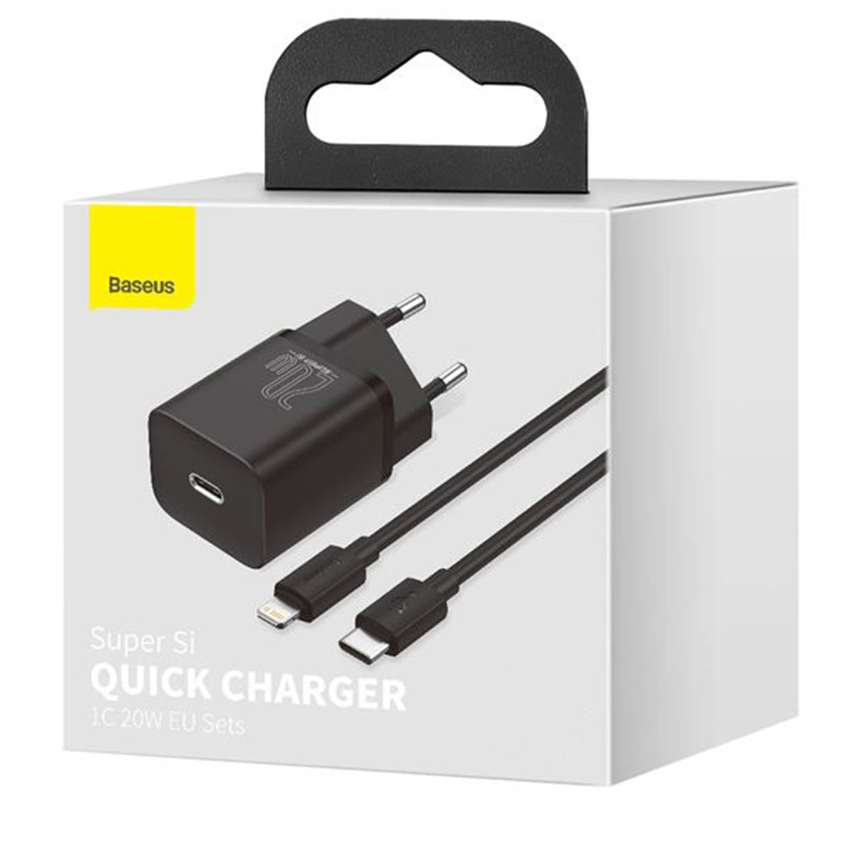 СЗУ (Сетевое зарядное устройство) BASEUS Super Si Quick Charger 1C 20W с кабелем USB Type-C на Lightning 8 pin, цвет черный