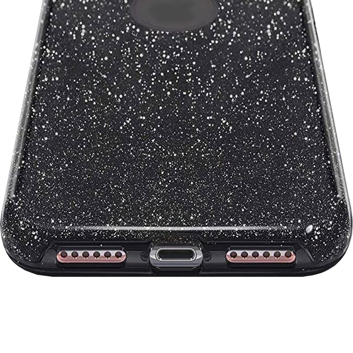 Чехол накладка Shine для APPLE iPhone X, iPhone XS, силикон, блестки, цвет черный