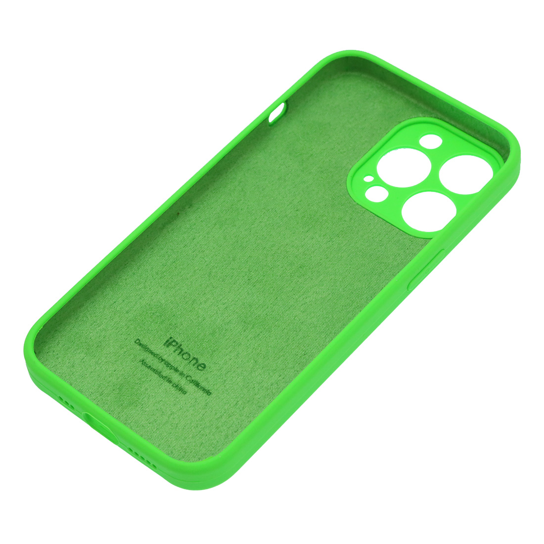 Чехол накладка Silicone Case для APPLE iPhone 13 Pro, L-ogo, защита камеры, силикон, бархат, цвет ярко зеленый