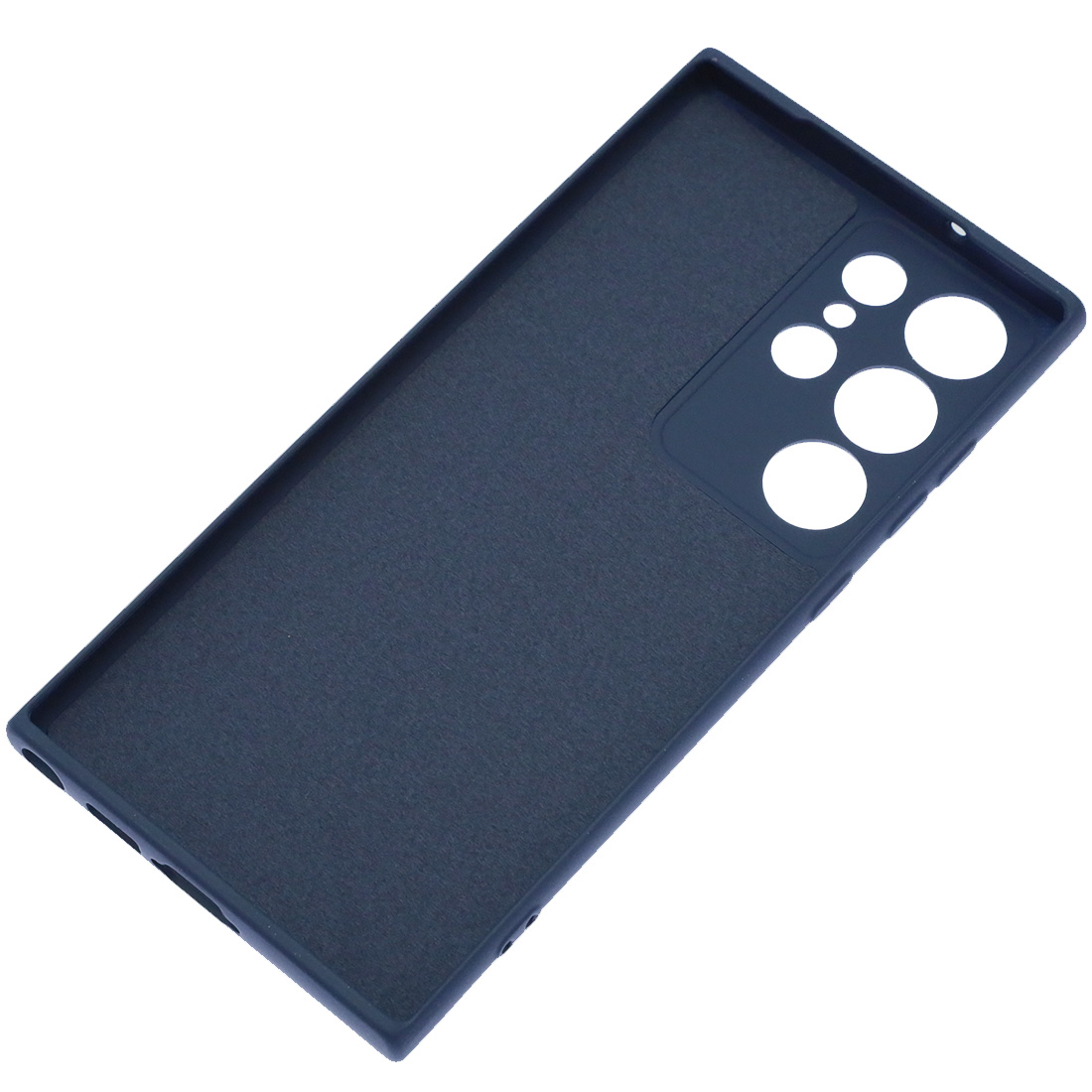 Чехол накладка Silicon Cover для SAMSUNG Galaxy S23 Ultra, защита камеры, силикон, бархат, цвет темно синий