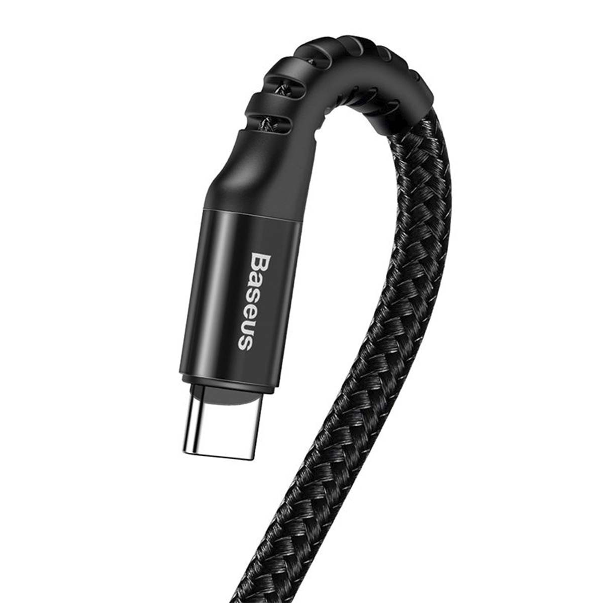 Кабель USB Type-C BASEUS Fish Eye Spring Data Cable, 2А, длина 1 метр, нейлоновое армирование, цвет черный