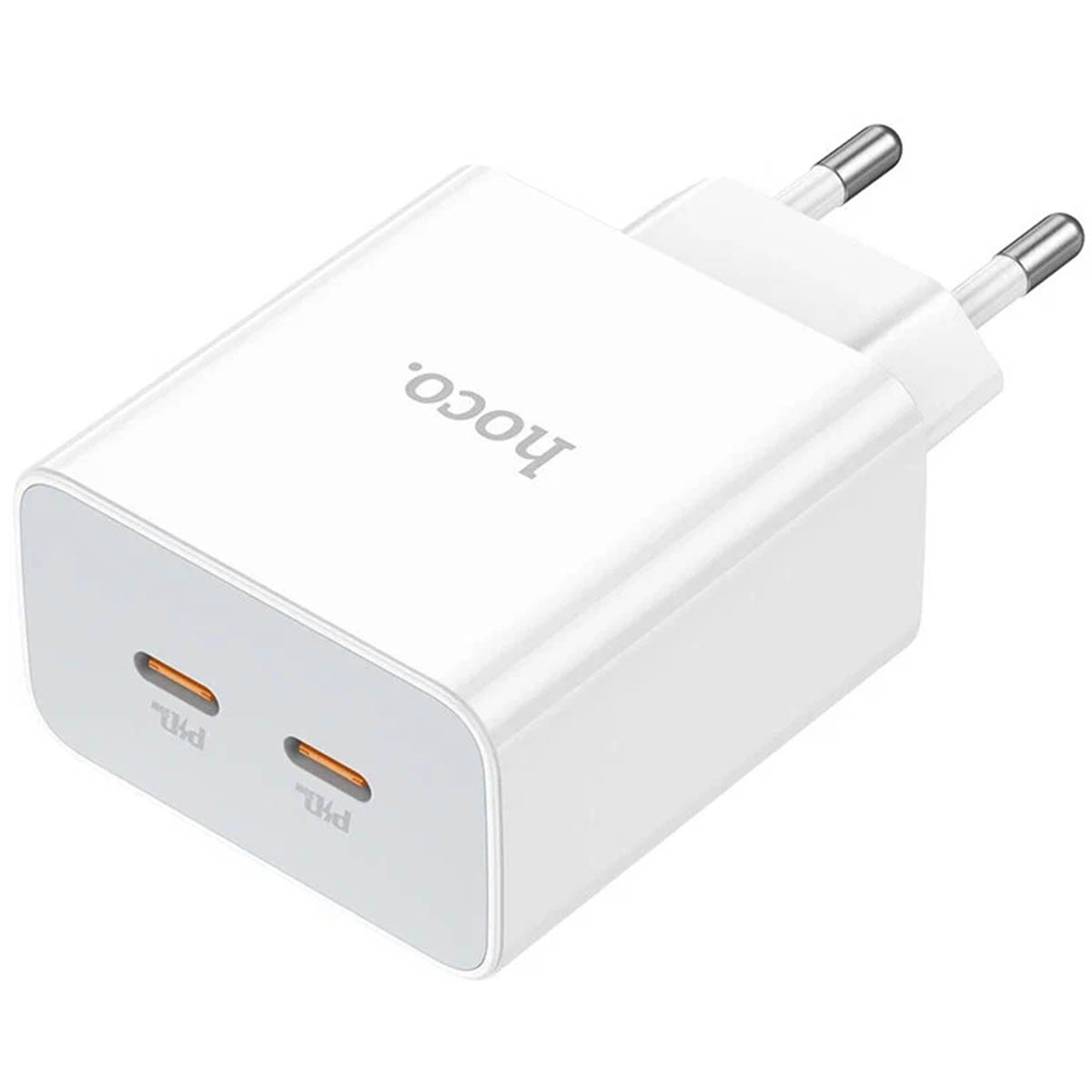 СЗУ (Сетевое зарядное устройство) HOCO C108A Leader, 35W, 2 USB Type C, QC3.0, цвет белый