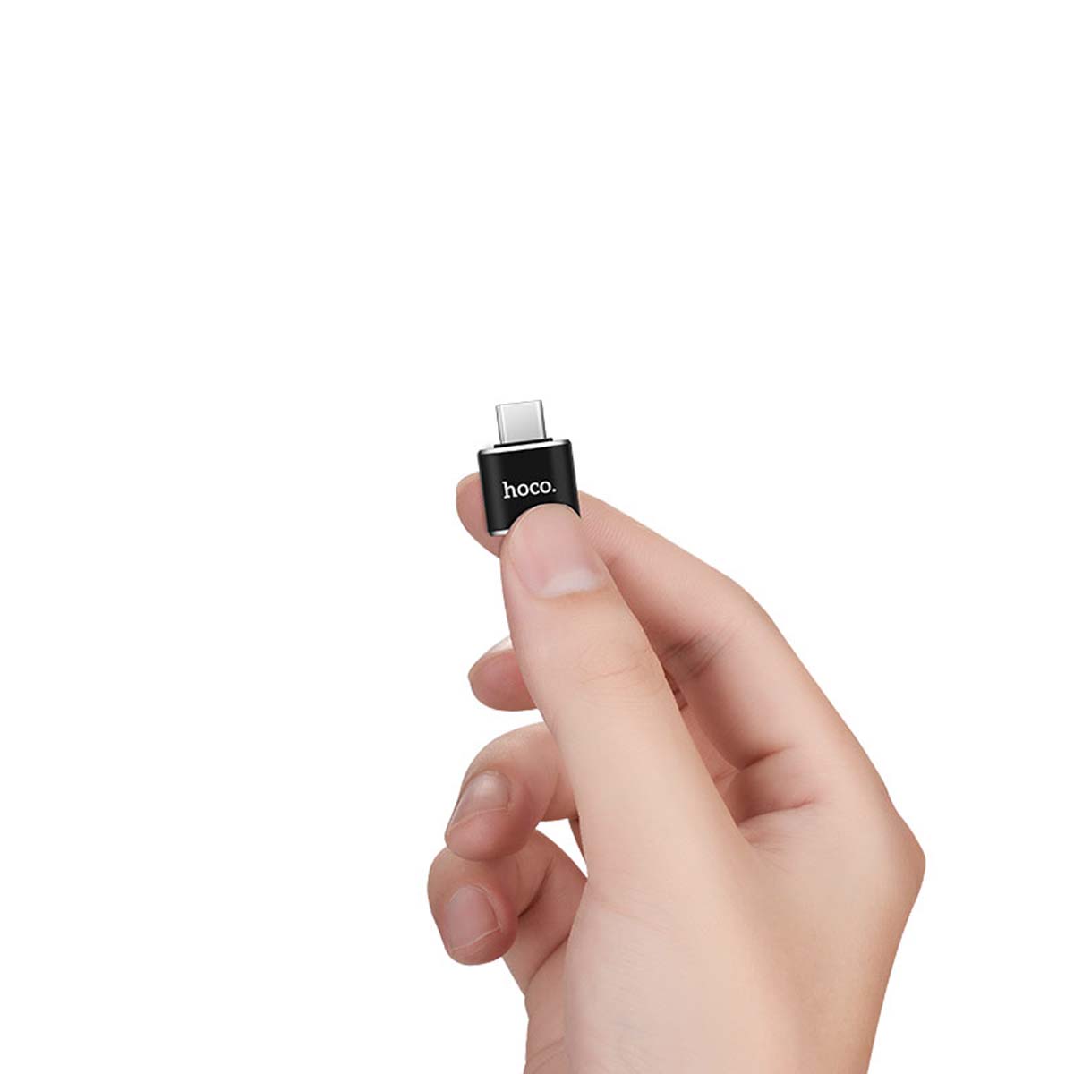 OTG переходник, адаптер, конвертер HOCO UA5 с USB на USB Type C, цвет черный