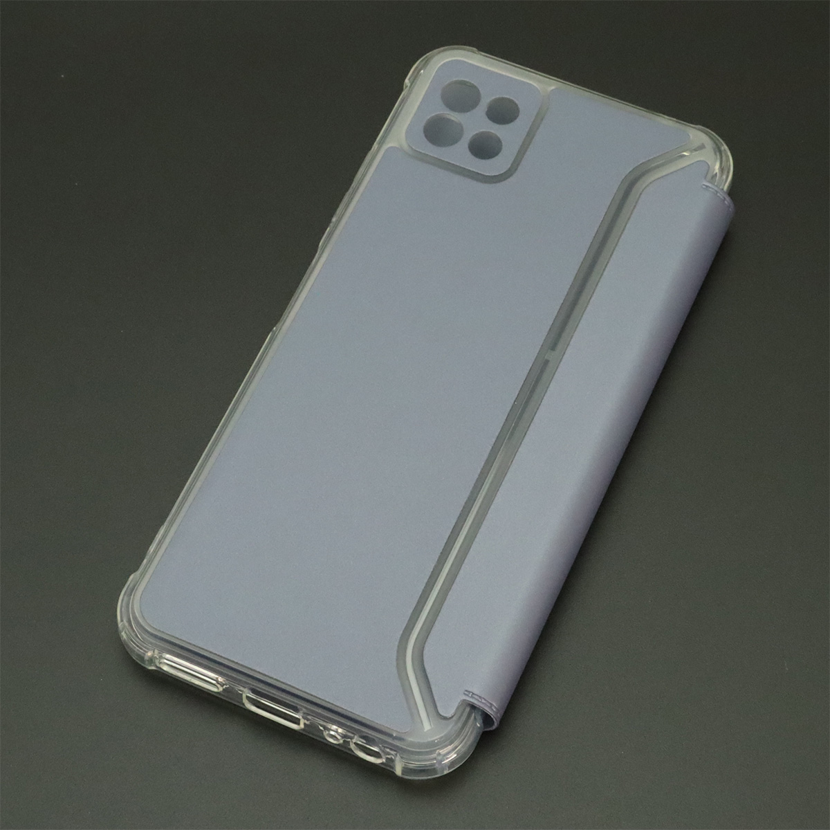 Чехол книжка для SAMSUNG Galaxy A22s 5G (SM-A226B), экокожа, визитница, цвет темно серебристый