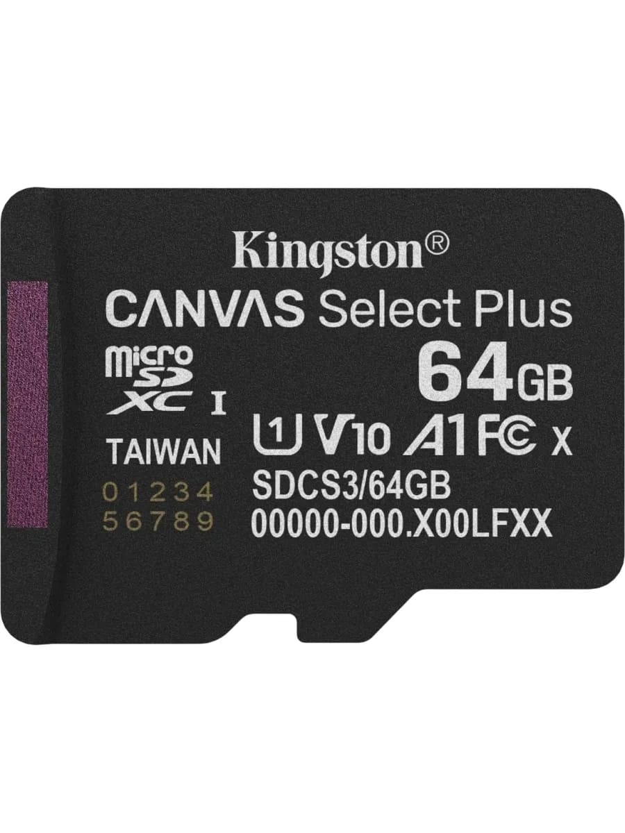 Карта памяти MicroSDXC 64GB KINGSTON CANVAS Select Plus (SDCS3/64GBSP) Class 10, 100MB/s, без адаптера