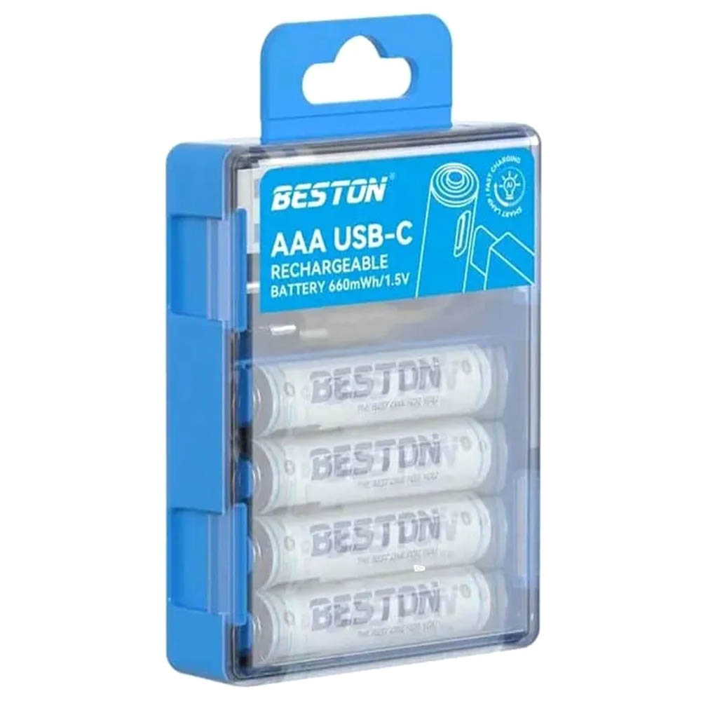 Аккумулятор с входом Type-C BESTON AAA, BL4, 660 mWh 1.5 V, кабель USB на 2 Type-C (Продажа комплектом)