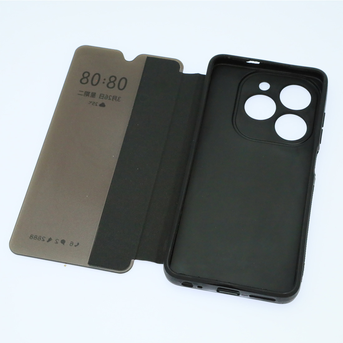 Чехол книжка Smart View Flips для INFINIX Hot 40i, INFINIX Smart 8, SMART 8 Plus, защита камеры, силикон, пластик, цвет черный