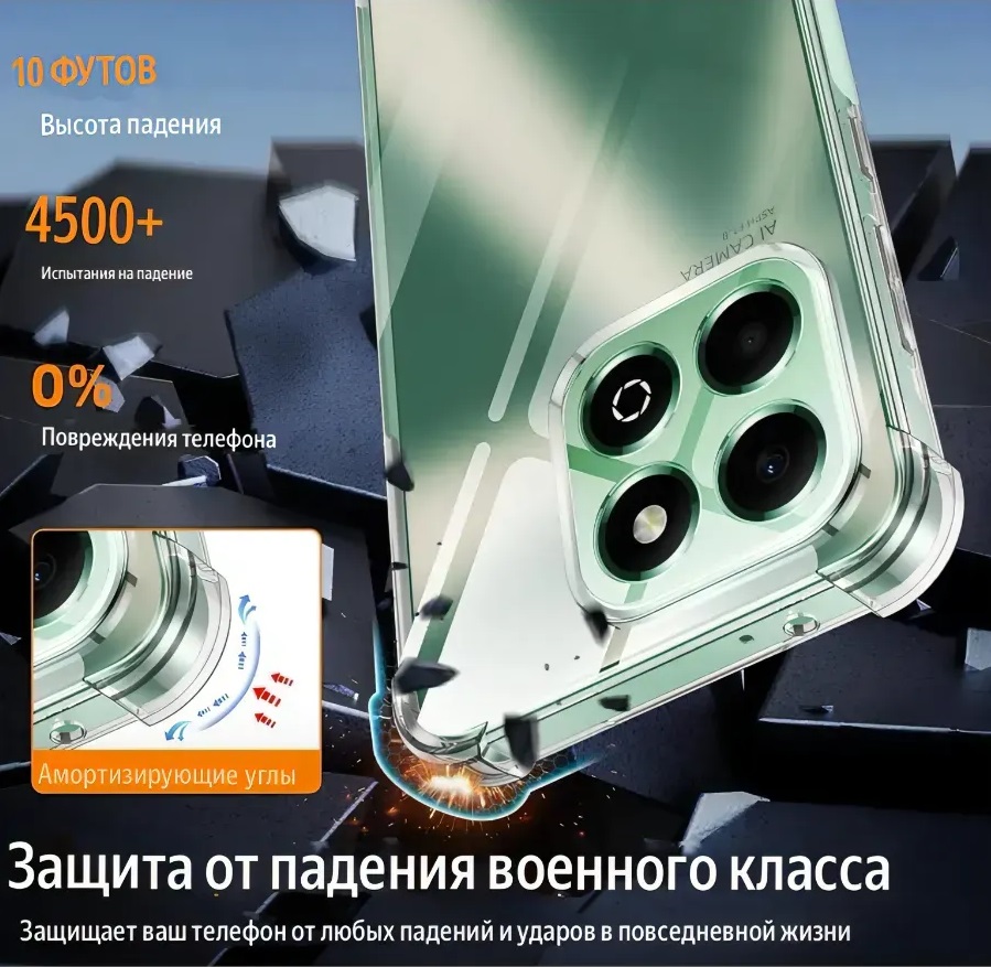 Чехол накладка BRF для HONOR X7d (LGN-LX1), усиленные края, защита камеры, силикон прозрачный